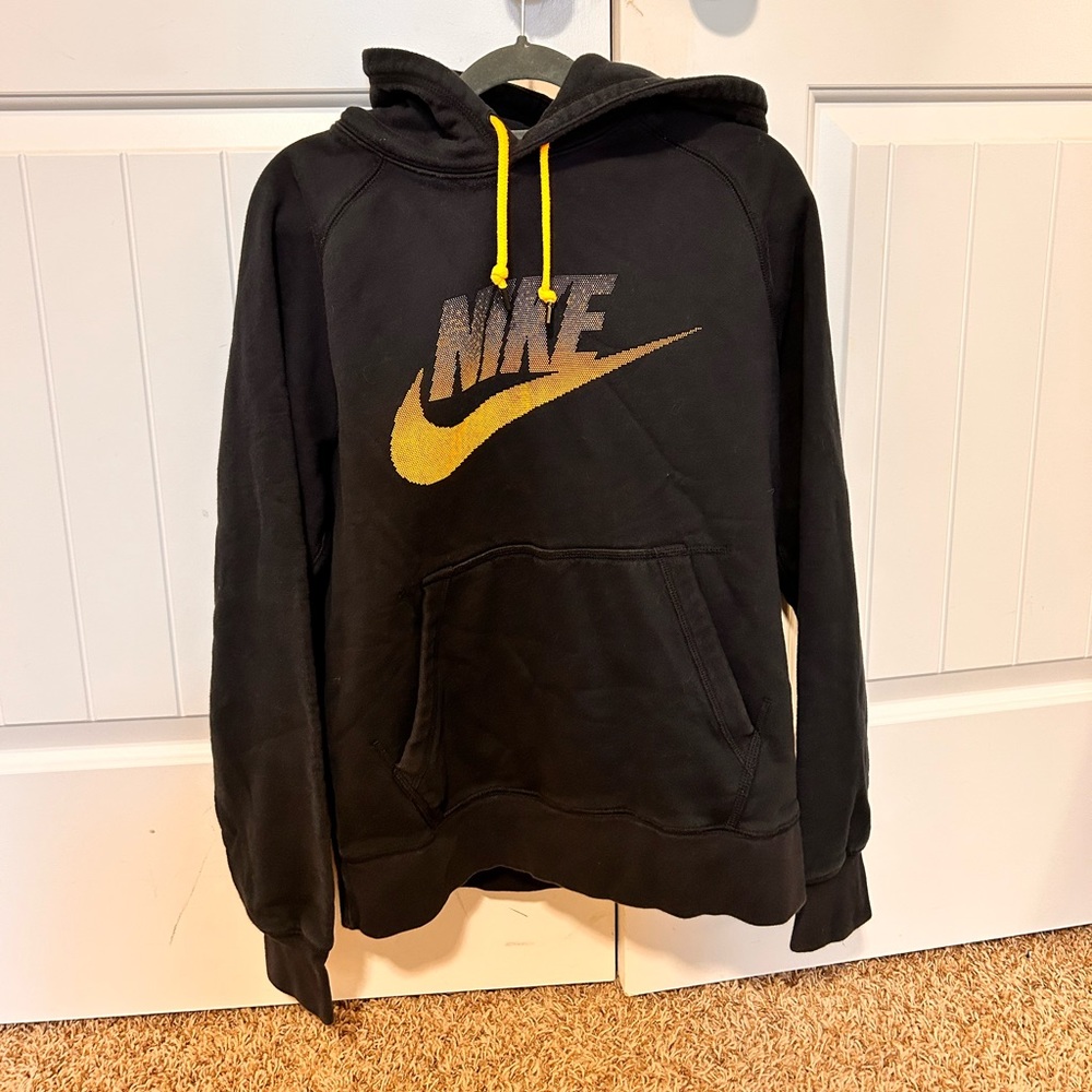 Nike Black and Yellow Hoodie Mens M